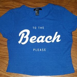 Forever 21 Blue Trendy Women's M Beach Crop Top